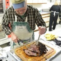 Chef Tom Donek carving delicious prime rib